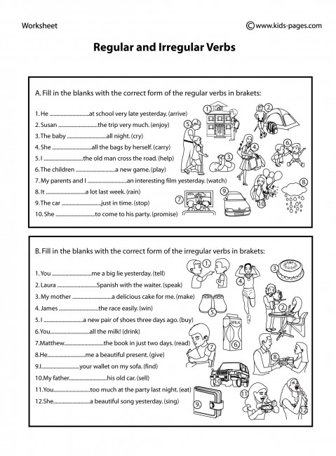 Regular And Irregular Verbs B W Worksheet